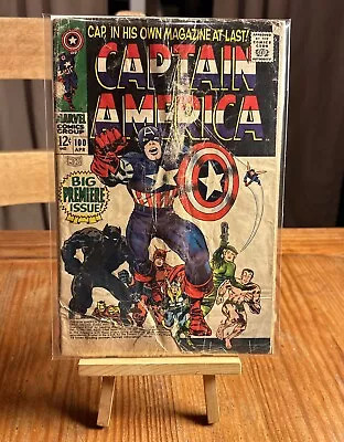 Buy Marvel CAPTAIN AMERICA  #100 (1968) Big Premiere Issue! PR .5 Low Grade KEY! • 63.95£