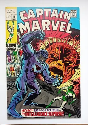 Buy CAPTAIN MARVEL #16 (Goodwin/Heck) Marvel Comics 1969 FN+ 1st New Costume • 14£