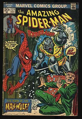 Buy Amazing Spider-Man #124 VG 4.0 1st Appearance Man-Wolf! Romita Art! Marvel 1973 • 42.75£