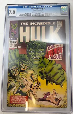 Buy Incredible Hulk #102 CGC FN/VF 7.0 Continued From Tales To Astonish #101 Comic • 315.36£