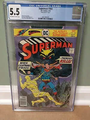 Buy Superman #303 Cgc 5.5  Dc Comics  1976  When Lightning Strikes, Thunder Kills!   • 38.72£