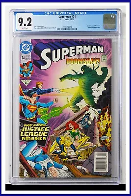 Buy Superman #74 CGC Graded 9.2 DC December 1992 Newsstand Edition Comic Book. • 44.24£