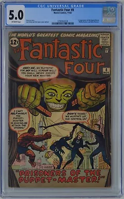 Buy Fantastic Four # 8 (1962) CGC 5.0 OFF-WHITE Pages • 387.40£