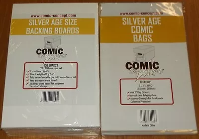 Buy 100 X SILVER AGE COMIC ( BAGS AND BACKING BOARDS ) COMIC CONCEPT STORAGE • 22.49£