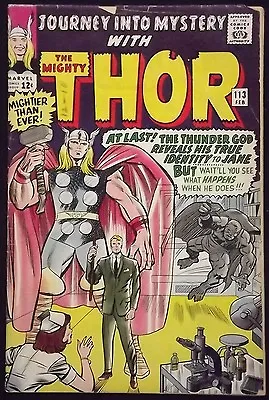 Buy Journey Into Mystery #113 Vg Thor Origin Loki • 31.97£