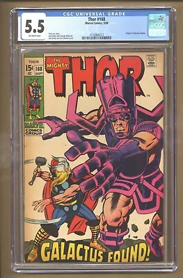 Buy Thor 168 (CGC 5.5) Origin Of Galactus Begins Jack Kirby 1969 Marvel Comics S809 • 83.12£
