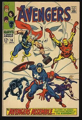 Buy Avengers #58 VF 8.0 2nd Appearance Vision! Ultron/Vision Origin! Marvel 1968 • 75.15£