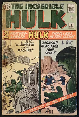 Buy Incredible Hulk #4 COMPLETE And UNRESTORED Origin Of Hulk 1962 • 364.11£