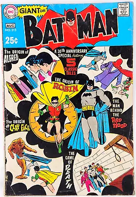 Buy DC Comics Batman #213 Giant 30th Anniversary Special Origin Of Robin 1969 4.0 VG • 10.21£