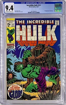Buy INCREDIBLE HULK #121 CGC 9.4 OW/W Pages- 1st Appearance Of Glob - Marvel - 1969 • 249.91£