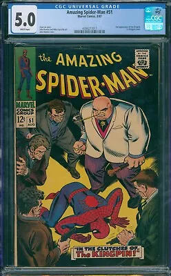Buy Amazing Spider-Man #51 1967 CGC 5.0 White Pages! 2nd Kingpin! • 147.91£