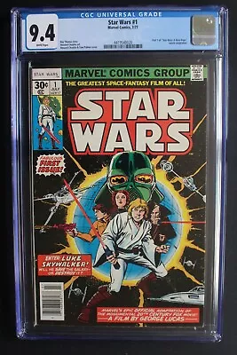 Buy STAR WARS #1 1st Luke, Leia, Darth Vader 1977 MARVEL Pre-Movie 1st Print CGC 9.4 • 393.89£