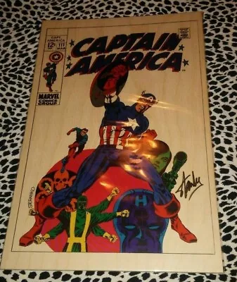 Buy Captain America 111 Wooden Print 57/300 Limited Ed Signed By Stan Lee Mint Coa • 236.23£