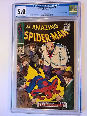 Buy THE AMAZING SPIDER-MAN # 51 MARVEL 1967 CGC 5.0 2nd APPEARANCE KINGPIN 1st COVER • 185.79£
