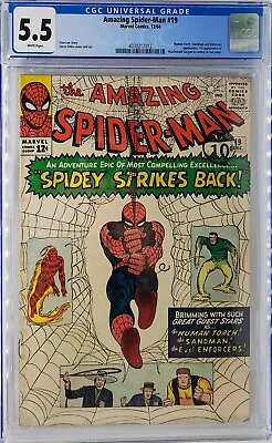 Buy Amazing Spider-Man #19 CGC 5.5 White Pages 1st Macdonald Gargan Cameo 1964 • 270£