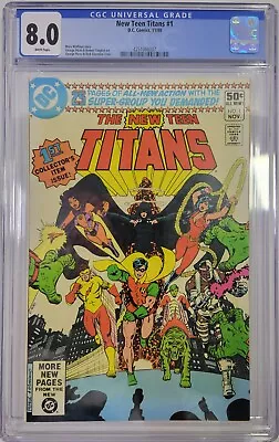 Buy D.C. Comics NEW TEEN TITANS #1 1980 CGC 8.0 GEORGE PEREZ COVER WHITE PAGES • 64.20£