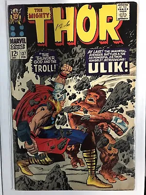 Buy Thor 137 KEY 1st Ulik 2nd Sif Silver Age Marvel Stan Lee Jack Kirby Low Grade • 27.55£