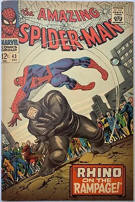 Buy Amazing Spider-Man #43 FN- 5.5 2nd Appearance Of Rhino Marvel 1966 • 197.09£