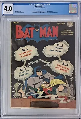Buy Batman #19 Cgc 4.0 Joker 1st Dick Sprang White Pages • 867.78£