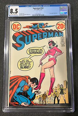 Buy Superman #261, Star Sapphire Kiss My Boot Cover 1973, CGC 8.5 Ow-W • 281.22£