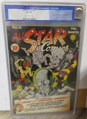 Buy DC Comics ALL STAR 15 CGC 4.0 1943 Hawkman 1st App Brain Wave Wonder Justice • 1,659.99£