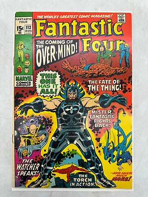 Buy Fantastic Four #113 ~ 1st Appearance Over-Mind John Buscema August 1971 VG+ • 11.86£