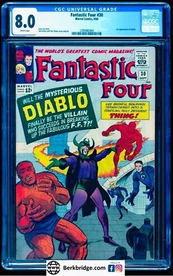 Buy FANTASTIC FOUR 30 CGC 8.0 WHITE PAGES 9/64 💎 RARE  1st DIABLO  MEPHISTO TIE IN • 381.66£