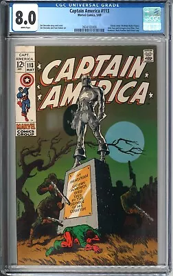 Buy Captain America #113 CGC 8.0 VF WP 1969 Marvel Comics Vision Iron Man Hawkeye • 178.42£