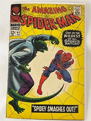 Buy AMAZING SPIDER-MAN #45 - 3rd Lizard Appearance / Has Blank Story Bubbles (1967) • 56.22£