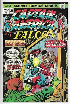 Buy Captain America #186 MARVEL COMIC BOOK 1st Series Origin Falcon - Red Skull 1975 • 16£