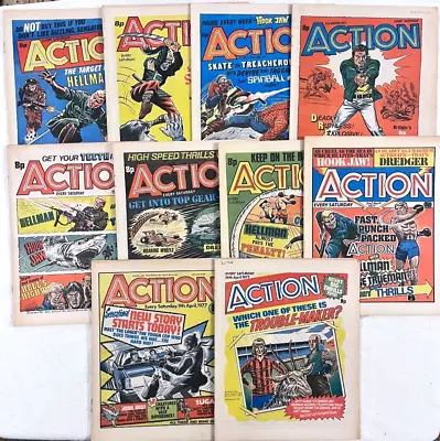 Buy 10 Issue Run ACTION Comic 12/2/77 To 16/4/77 - High Grade VFN - Post-ban. • 40£