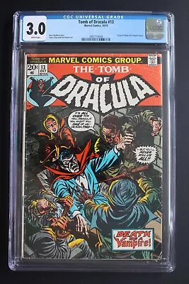 Buy TOMB OF DRACULA #13 ORIGIN 3rd BLADE MCU 1973 1st Cameo Deacon Frost CGC GVG 3.0 • 86.10£