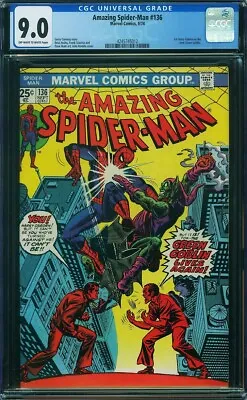 Buy Amazing Spider-man #136 Cgc 9.0 Ow-w Marvel Comics 1974 - 1st New Green Goblin • 197.97£