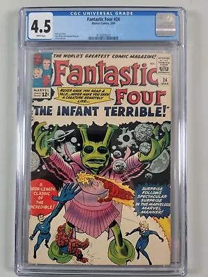 Buy Fantastic Four #24 CGC 4.5 Stan Lee & Jack Kirby The Infant Terrible! 1964  • 120.64£