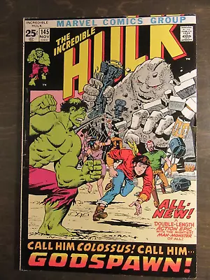 Buy Incredible Hulk #145 - Marvel Comic – Mid Grade – 1971 – Double Size - Godspawn • 29.31£