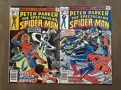 Buy 💥 Spectacular Spider-Man V 1 # 22 23 1978 1st & 2nd Meeting Of Moon Knight 💥 • 23.43£