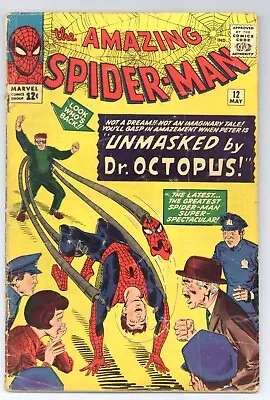 Buy Amazing Spider-Man 12 (G+) Ditko DOCTOR OCTOPUS! Peter Gets Flu 1964 Marvel Y491 • 179.89£