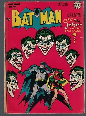 Buy DC COMICS BATMAN 3.5/ 4.0 Joker Appearance 44 Golden Age 1947 Joker Last Laugh • 1,599.99£