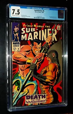 Buy CGC SUB-MARINER #6 1968 Marvel Comics CGC 7.5 Very Fine - • 110.73£