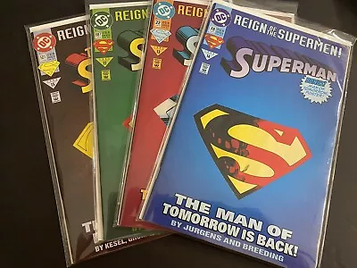 Buy Lot/run Of 4 Reign Of Superman Die-Cut Covers. 1st Superboy, Steel; NM/NM+ DC 93 • 11.99£