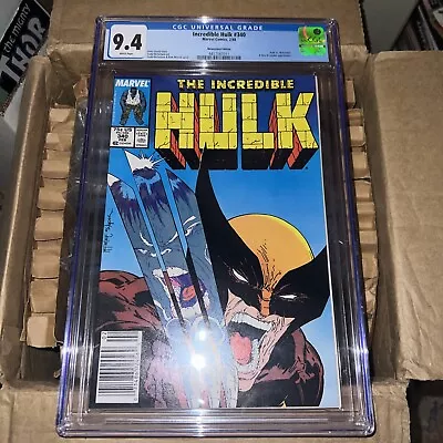 Buy Incredible Hulk #340 Cgc 9.4 Hulk Vs Wolverine X-men Mcfarlane Newsstand Wht Pgs • 239.72£