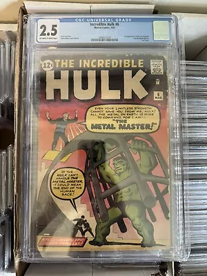 Buy Incredible Hulk 6 CGC 2.5 1963 Steve Ditko Cover And Art Marvel Comics 3/63 • 395.30£