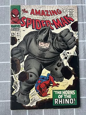 Buy The Amazing Spider Man #41 First App Of RHINO! Vintage 1966 VF-condition • 643.42£