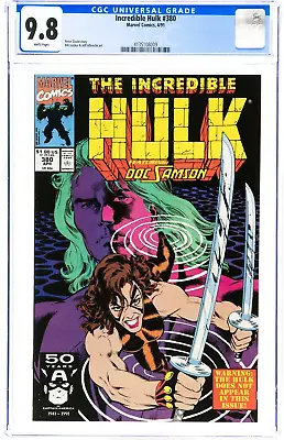 Buy Incredible Hulk #380 CGC 9.8 White Pages NM/MT Marvel 1991 Doc Samson Story • 100.67£