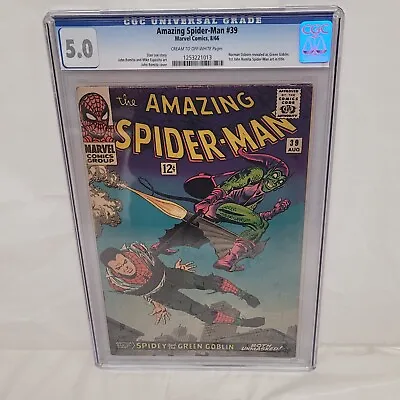 Buy Amazing Spider-man 39 Cgc 5.0 Green Goblin Revealed 1st John Romita Art (1966) • 379.77£