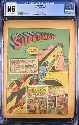 Buy Superman #15 (Mar/Apr 1942, D.C Comics) CGC NG | 4376106004 • 394.36£