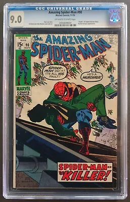 Buy Amazing Spider-man #90 Cgc 9.0 Ow-w Marvel Comics 1970 - Death Of Captain Stacy • 395.30£