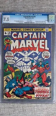 Buy Captain Marvel #28 CGC 7.5 Thanos Marvel Comic (1973) • 95£