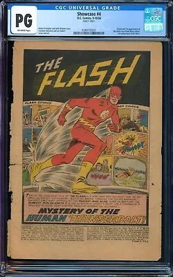 Buy Showcase #4, 1956, CGC PG, Page 1, 1st Images Of Barry Allen Flash • 1,996.56£