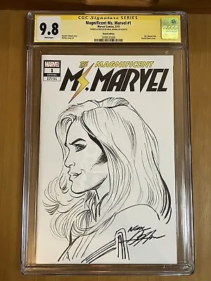 Buy CGC 9.8 Magnificent Ms. Marvel #1 Marvel Comics 5/19 Signed Sketch 2019 Variant • 1,027£